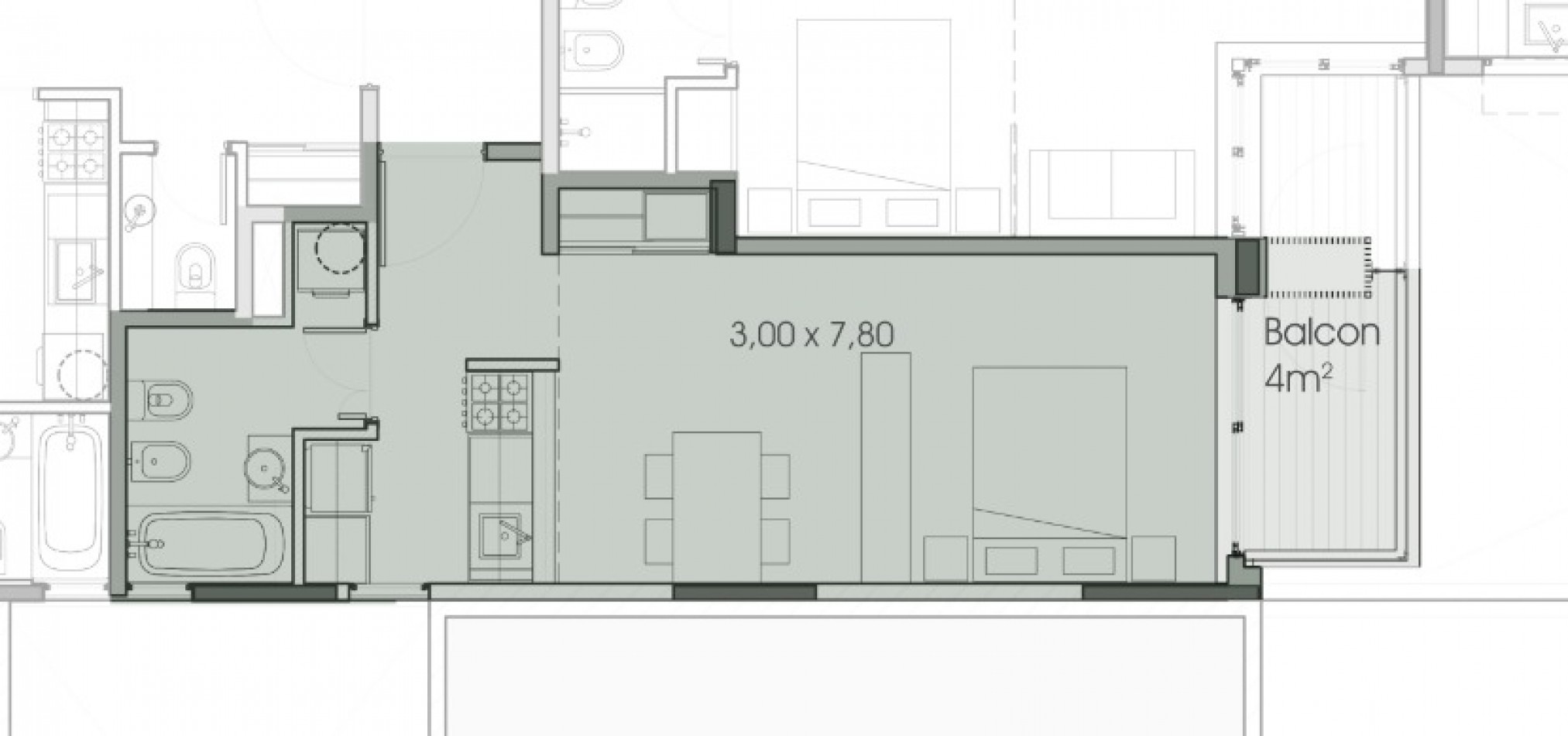 Departamento Monoambiente a estrenar en Parque Centenario, 6to piso/ patio interno