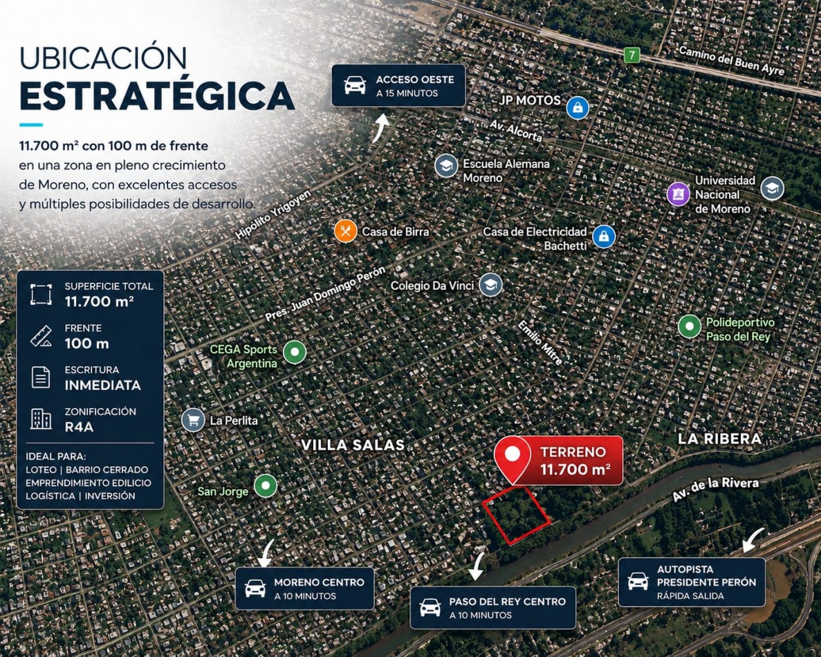 LOTE TERRENO VENTA 11.700 m² MORENO -  LOTEO LOGISTICA BARRIO CERRADO