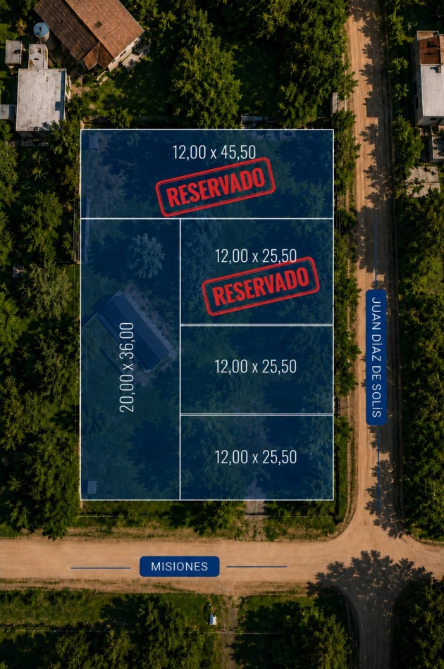 Venta lote terreno 12 x 25mts Paso del Rey