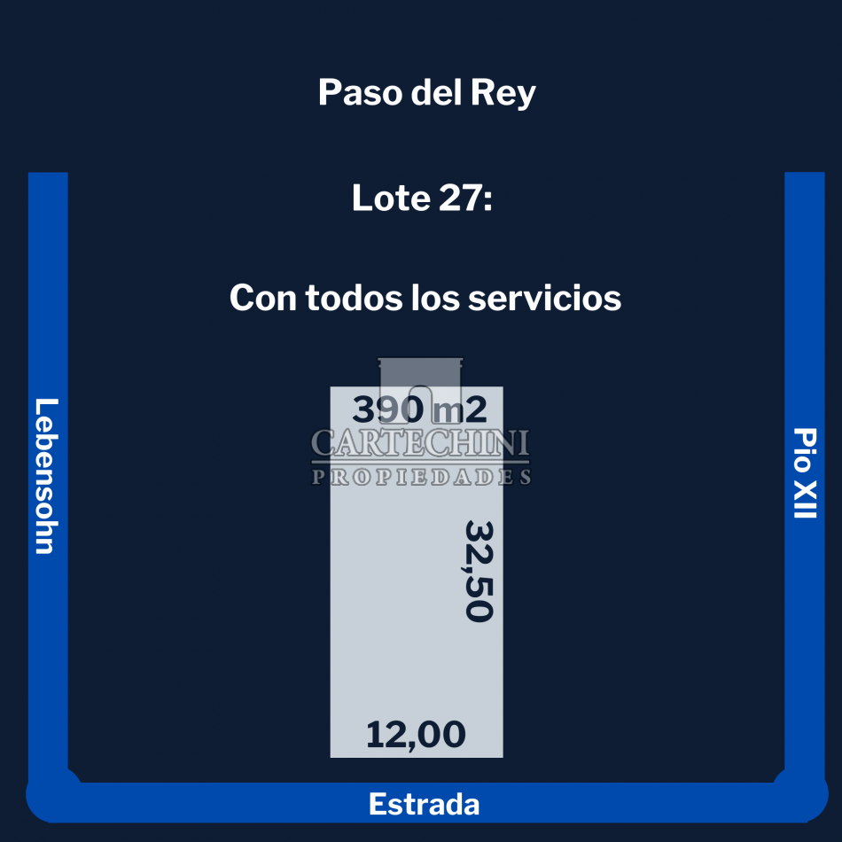 Paso del Rey - Lote 12 x 32,50 con todos los servicios